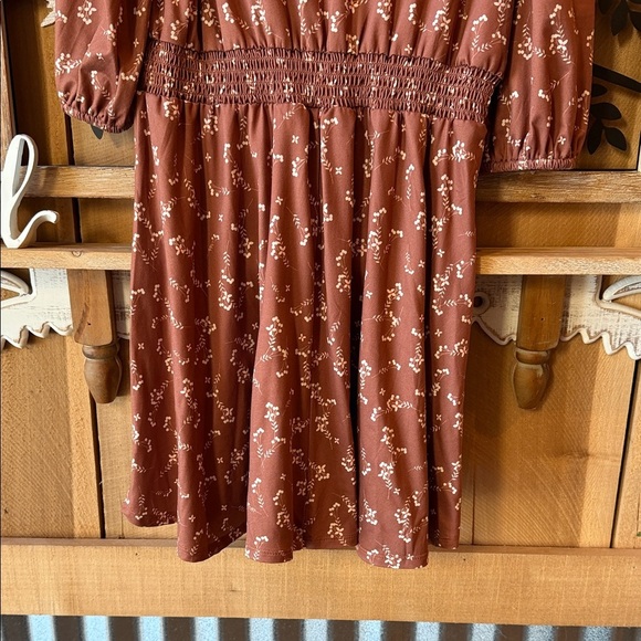 Adorable Brown Floral Kids Dress - Picture 9 of 9